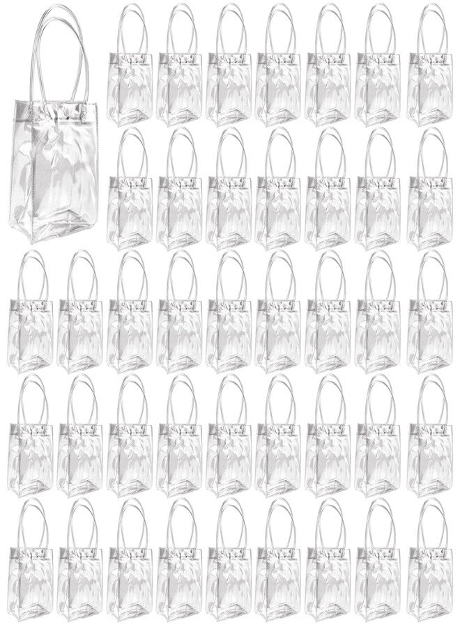 Tergy 50 Pcs Plastic Gift Bags with Handle Reusable PVC Gift Wrap Tote Bags for Bachelorette Bridesmaid Wedding Birthday Baby Shower Party Favor(5.9X4.9X2.5inches) - Image 1